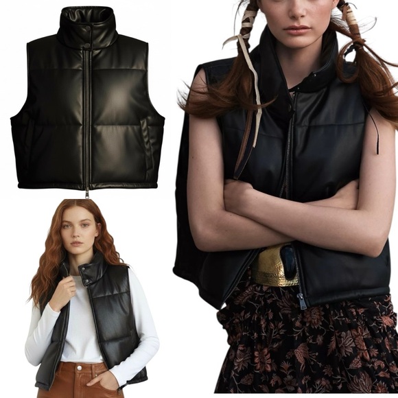 Anthropologie Jackets & Blazers - Anthropologie Faux Leather Puffer Vest